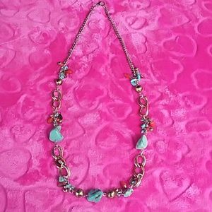 Beautiful 30" leaves and blue stone necklace